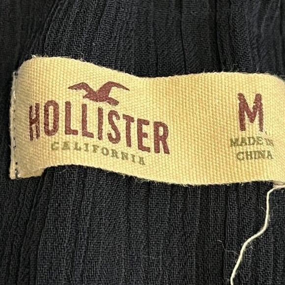 Hollister Sheer Dark Navy Y2K Ruffle Whimsigoth Fairy Top Shirt Smocked sz M - Picture 16 of 16